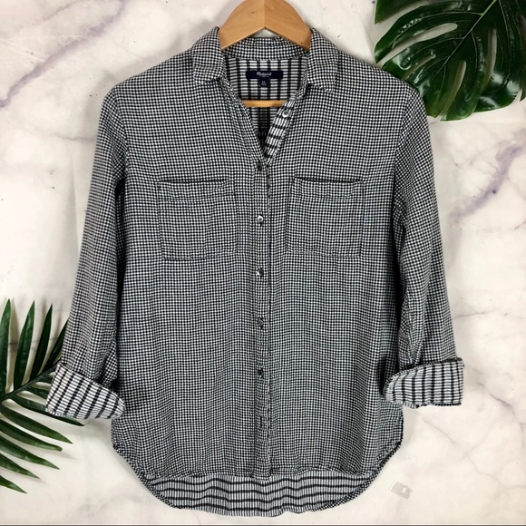 Madewell Tops - MADEWELL Plaid Button Down Top Black & White